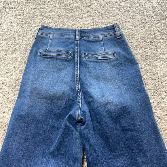 Free People Wide-Leg High-Rise Distressed Hem Jeans Size 25 - Picture 4 of 9